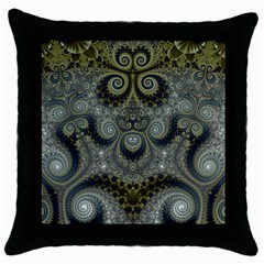 Rustic Silver And Gold Spirals Throw Pillow Case (black) by SpinnyChairDesigns