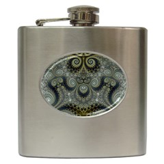 Rustic Silver And Gold Spirals Hip Flask (6 Oz) by SpinnyChairDesigns