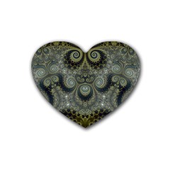 Rustic Silver and Gold Spirals Rubber Coaster (Heart) 