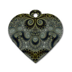 Rustic Silver And Gold Spirals Dog Tag Heart (one Side) by SpinnyChairDesigns