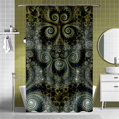 Rustic Silver And Gold Spirals Shower Curtain 48  X 72  (small)  by SpinnyChairDesigns