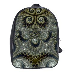 Rustic Silver And Gold Spirals School Bag (xl) by SpinnyChairDesigns