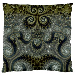 Rustic Silver And Gold Spirals Large Flano Cushion Case (one Side) by SpinnyChairDesigns