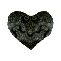 Rustic Silver And Gold Spirals Standard 16  Premium Flano Heart Shape Cushions by SpinnyChairDesigns