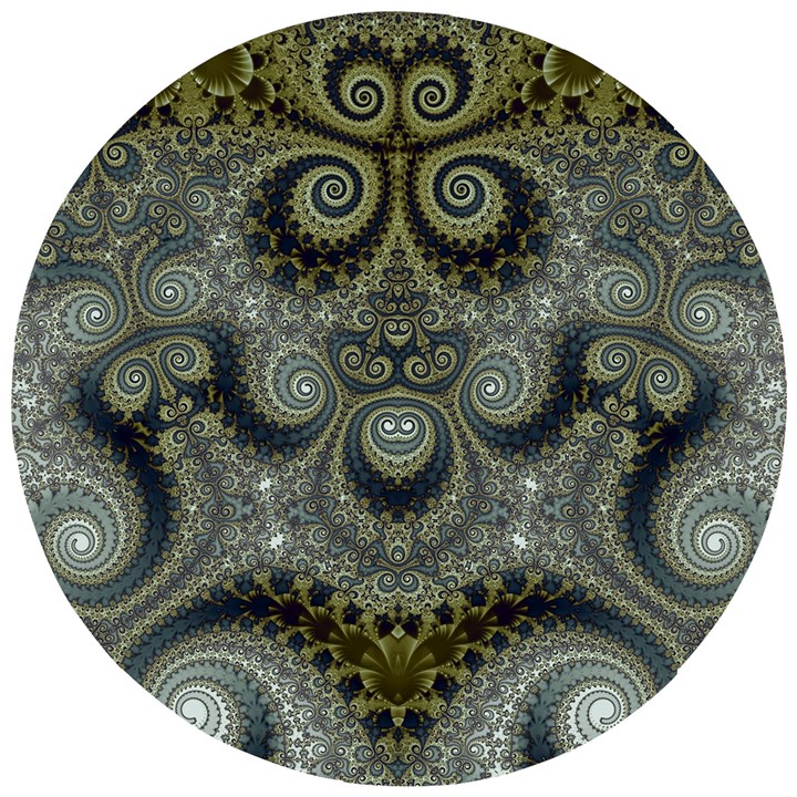 Rustic Silver and Gold Spirals Wooden Puzzle Round