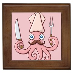 Squid Chef Cartoon Framed Tile by sifis