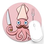 Squid Chef Cartoon Round Mousepads Front