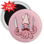 Squid Chef Cartoon 3  Magnets (100 pack) Front