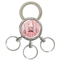 Squid Chef Cartoon 3-ring Key Chain by sifis