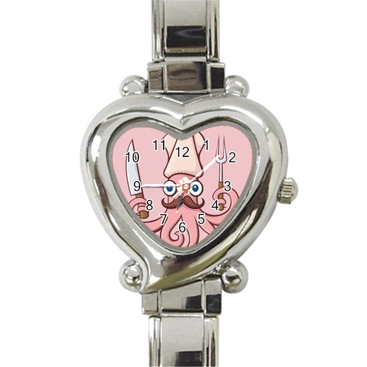 Squid Chef Cartoon Heart Italian Charm Watch