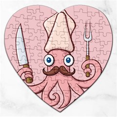 Squid Chef Cartoon Jigsaw Puzzle (heart)