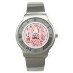 Squid Chef Cartoon Stainless Steel Watch Front