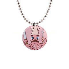 Squid Chef Cartoon 1  Button Necklace