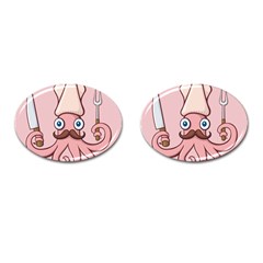 Squid Chef Cartoon Cufflinks (oval) by sifis