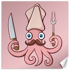 Squid Chef Cartoon Canvas 16  X 16 