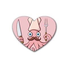 Squid Chef Cartoon Heart Coaster (4 Pack)  by sifis