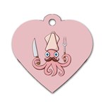 Squid Chef Cartoon Dog Tag Heart (One Side) Front