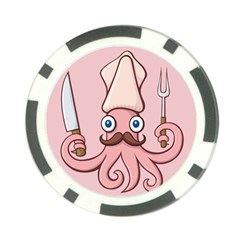 Squid Chef Cartoon Poker Chip Card Guard by sifis