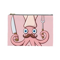 Squid Chef Cartoon Cosmetic Bag (large) by sifis