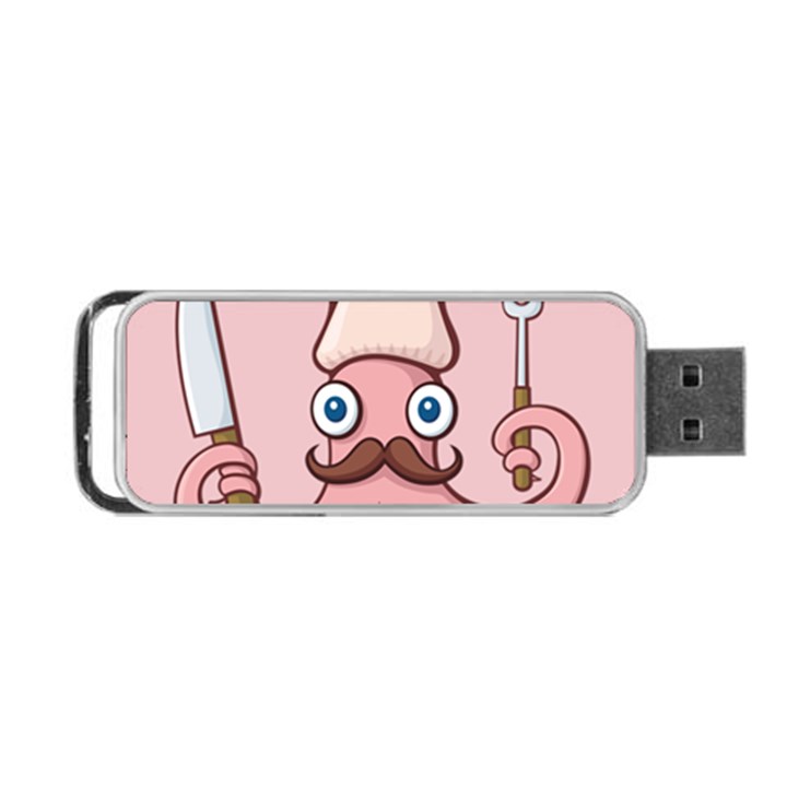 Squid Chef Cartoon Portable USB Flash (One Side)