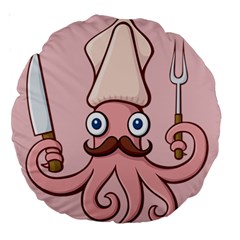 Squid Chef Cartoon Large 18  Premium Round Cushions by sifis