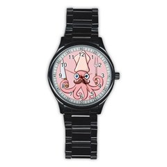 Squid Chef Cartoon Stainless Steel Round Watch by sifis