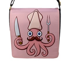 Squid Chef Cartoon Flap Closure Messenger Bag (l) by sifis