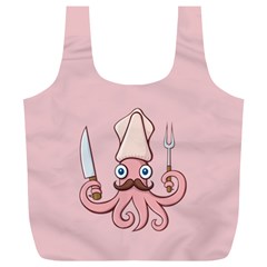 Squid Chef Cartoon Full Print Recycle Bag (xl) by sifis