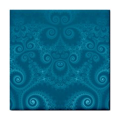 Cerulean Blue Spirals Tile Coaster by SpinnyChairDesigns