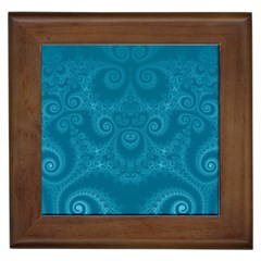 Cerulean Blue Spirals Framed Tile by SpinnyChairDesigns