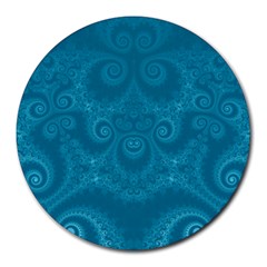 Cerulean Blue Spirals Round Mousepads by SpinnyChairDesigns