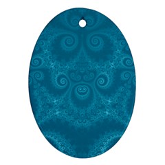 Cerulean Blue Spirals Ornament (oval)