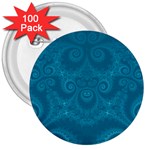 Cerulean Blue Spirals 3  Buttons (100 pack)  Front