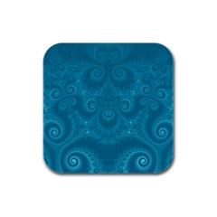 Cerulean Blue Spirals Rubber Square Coaster (4 Pack)  by SpinnyChairDesigns