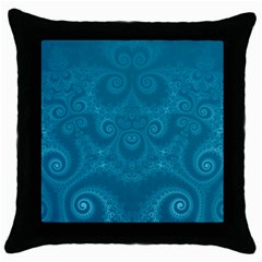 Cerulean Blue Spirals Throw Pillow Case (black) by SpinnyChairDesigns