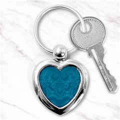 Cerulean Blue Spirals Key Chain (heart) by SpinnyChairDesigns