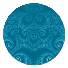 Cerulean Blue Spirals Magnet 5  (round) by SpinnyChairDesigns