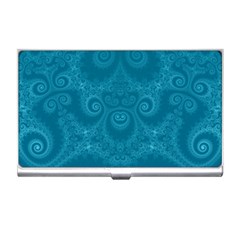 Cerulean Blue Spirals Business Card Holder by SpinnyChairDesigns