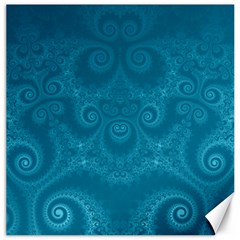 Cerulean Blue Spirals Canvas 12  X 12  by SpinnyChairDesigns