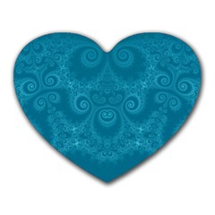 Cerulean Blue Spirals Heart Mousepads by SpinnyChairDesigns