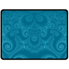 Cerulean Blue Spirals Fleece Blanket (large)  by SpinnyChairDesigns