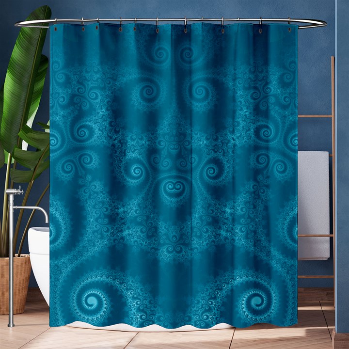 Cerulean Blue Spirals Shower Curtain 60  x 72  (Medium) 