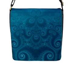 Cerulean Blue Spirals Flap Closure Messenger Bag (l) by SpinnyChairDesigns