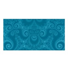 Cerulean Blue Spirals Satin Shawl by SpinnyChairDesigns