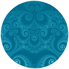 Cerulean Blue Spirals Wooden Puzzle Round by SpinnyChairDesigns