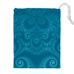 Cerulean Blue Spirals Drawstring Pouch (5xl) by SpinnyChairDesigns