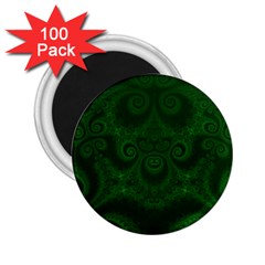 Emerald Green Spirals 2 25  Magnets (100 Pack)  by SpinnyChairDesigns