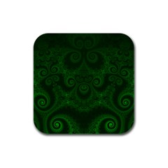 Emerald Green Spirals Rubber Square Coaster (4 Pack)  by SpinnyChairDesigns