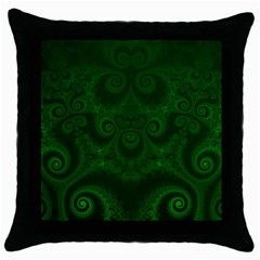 Emerald Green Spirals Throw Pillow Case (black) by SpinnyChairDesigns