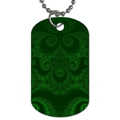 Emerald Green Spirals Dog Tag (one Side) by SpinnyChairDesigns